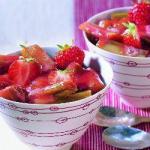American Vanilla Rhubarb to the Foam of Strawberries Dessert