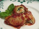 American Spinach Stuffed Shells With a Mushroom Sauce Appetizer