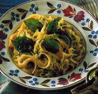 Fettucine With Zucchini courgettes And Crisp-fried Basil recipe