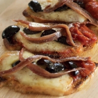 Italian Anchovy and Olive Bruschette Appetizer