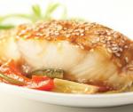 American Sesameroasted Halibut with Sweet and Spicy Rhubarb Sauce Dessert