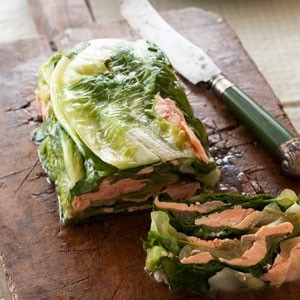 British Smoked Trout and Cos Lettuce Pressed Salad Appetizer