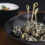 British Spicy Goat Cheese Balls in Sesame Seeds Appetizer