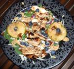 Canadian Chicken Shwarma Salad Wmaple Syrup Old Cheddar and Blueberrie Breakfast