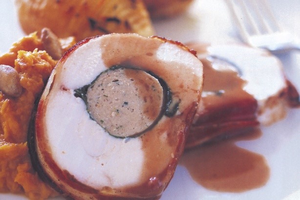 American Rolled Stuffed Chicken With Spicedwine Gravy Recipe Dinner