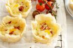 American Egg And Bacon Filo Tarts With Roasted Tomatoes And Mushrooms Recipe Appetizer