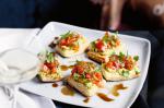 American Tartines With Salmon Sashimi And Wasabi Avocado Recipe Appetizer