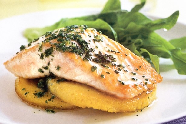 Australian Salmon Fillets With Polenta Fritters Recipe Appetizer