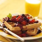 British Waffles with Peachberry Compote Dessert