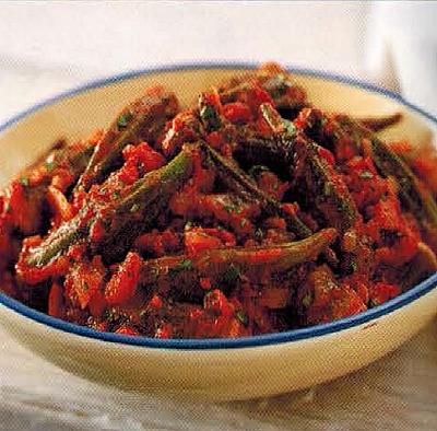 Arabic Okra With Coriander And Tomato Sauce Appetizer