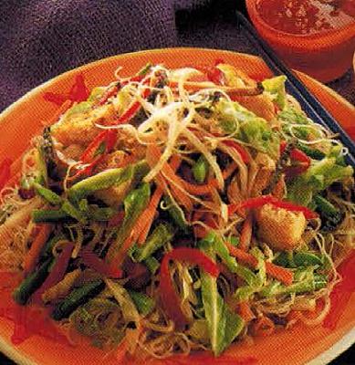 Chinese Vegetarian Rice Noodles Dinner