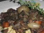 British Beef Braised With Red Wine and Mushrooms Appetizer