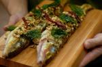 British Chargrilled Fish with Crispy Mint Appetizer