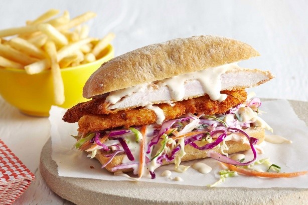 Canadian Chicken Schnitzel Caesar Sandwich Recipe Appetizer