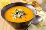 Pumpkin and Sweet Potato Soup With Coriander Sambal and Cumin Flatbread Recipe recipe
