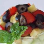 American Salad of Tomatoes Cucumbers and Olives Appetizer