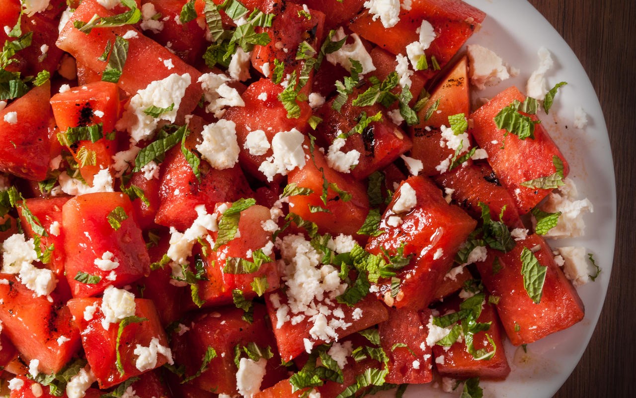 American Grilled Watermelon Feta and Mint Salad Recipe BBQ Grill