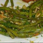 American Green Beans Roasted with Garlic Shallots and Pine or Hazelnuts BBQ Grill