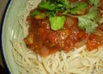 American Garlic Spaghetti With Panfried Vegetables Appetizer