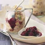 Australian Small Pots of Rice in the Milk and Pistache Compote of Cherries Appetizer