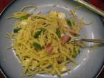 American Spaghetti With Asparagus Smoked Mozzarella and Prosciutto Dinner