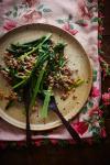 American Fried Choy Sum and Snake Beans with Mustard Greens Appetizer