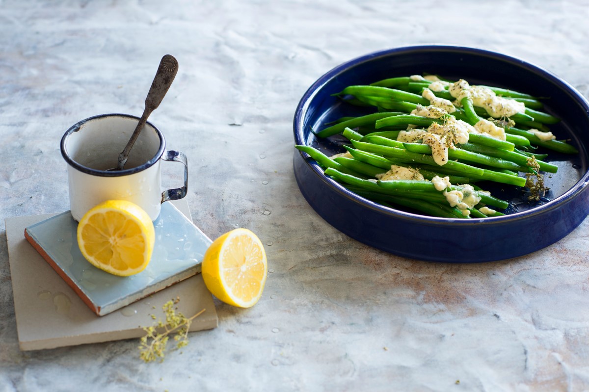 Australian Green Beans with Feta Dressing Appetizer