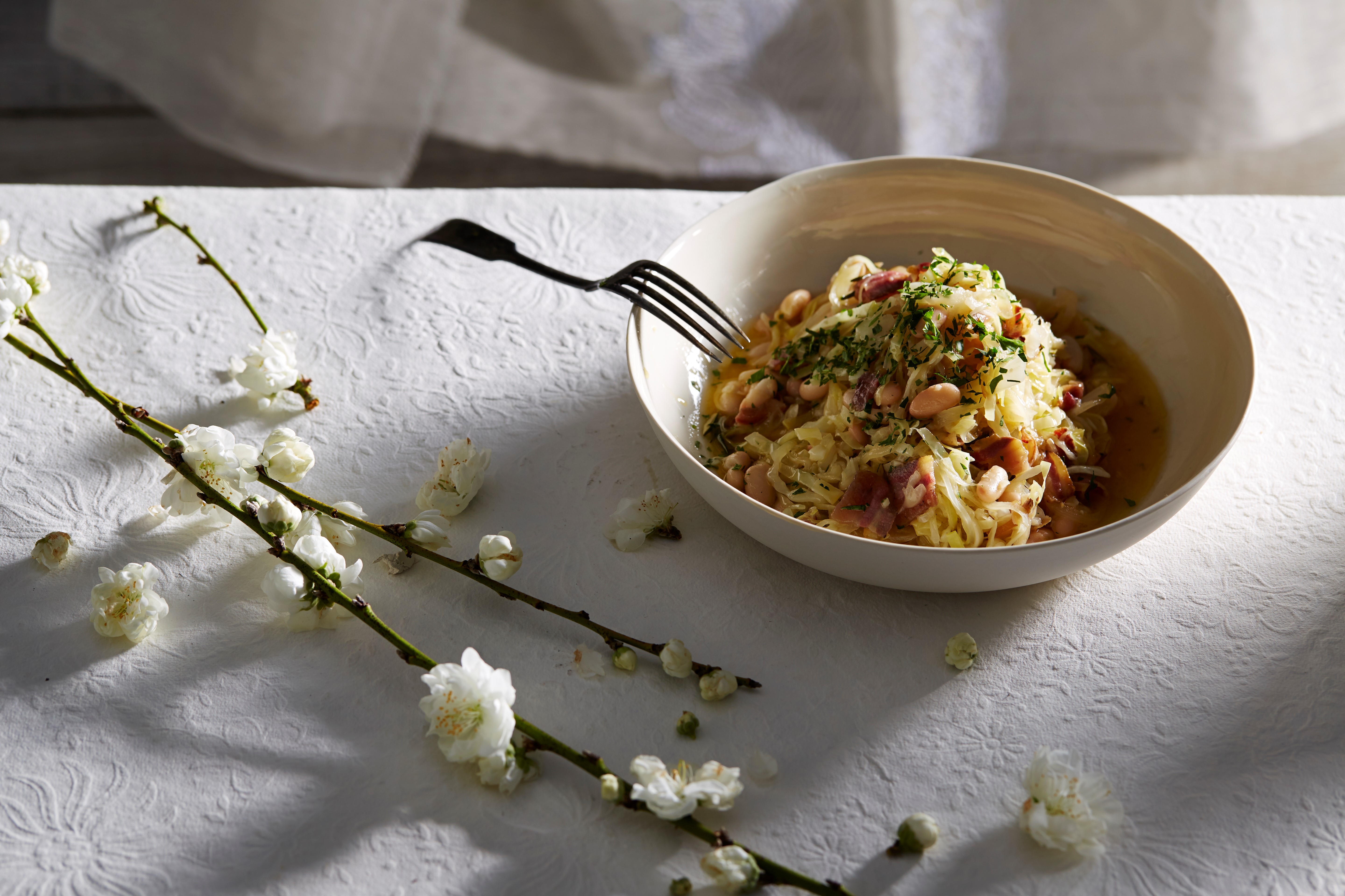 Australian Guanciale with Cabbage White Beans Rosemary and Parsley Appetizer