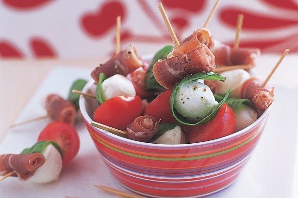 American Prosciutto and Bocconcini Skewers Recipe Appetizer