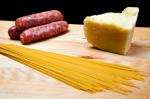 Italian Spaghetti With Sausage Alla Carbonara Recipe Appetizer
