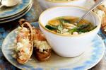 British Ricotta Cheese Tartines With Aromatic White Bean and Vegetable Soup Recipe Appetizer