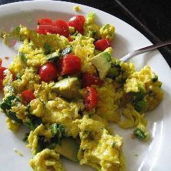 American Scrambled Eggs with Spinach Tomato and Mushrooms Appetizer