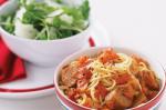 American Chipolata Sausage Pasta With Rocket And Parmesan Salad Recipe Dinner