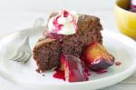 American Flourless Chocolate Cake With Roasted Plums Recipe Dessert