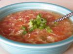 American Egg Drop  Tomato With Green Chilies Soup Appetizer