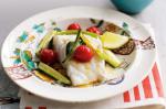 American Baked Fish With Tomato Zucchini And Potato Wedges Recipe Appetizer