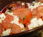 Italian Mozzarella and Tomato Salad With Italian Basil Salad Dressing Appetizer