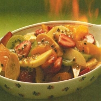 French Hot Fruit Salad Flambe Dessert