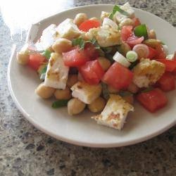American Halloumi Cheese Salad Chickpeas and Tomato Appetizer