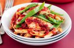 American Chicken And Tomato Pasta With Snow Peas Recipe Dinner