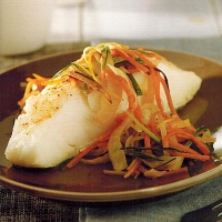 Braised Sea Bass with Aromatic Vegetables recipe