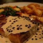 French Juicy Steak with a Peppercognac Sauce Dinner