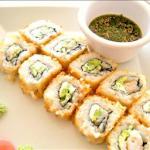 Australian Herb Crab Salad Maki-sushi with Tempura Shrimp Hand Rolls Appetizer
