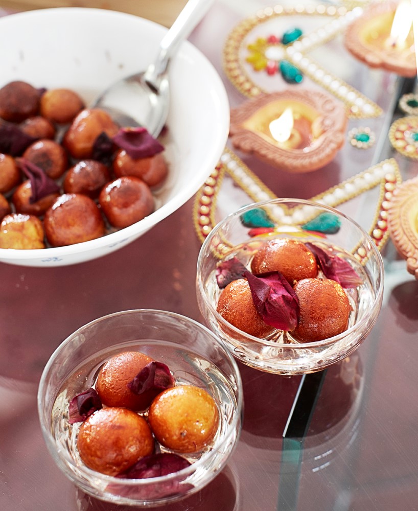 Indian Gulab Jamun dumplings in Rosewater Syrup Appetizer