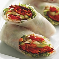 American Healthy Summer Rolls with Ginger Dipping Sauce Appetizer
