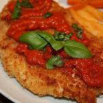French Breadcrumbed Chicken with a Sauce of Roasted Peppers Dinner