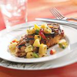 American Spicy Chicken Breasts with Pepper Peach Relish BBQ Grill
