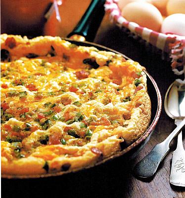 American Puffy Frittata With Ham And Green Pepper Appetizer