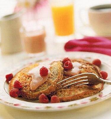 American Whole Grain Pancakes With Berry Cream Syrup Breakfast