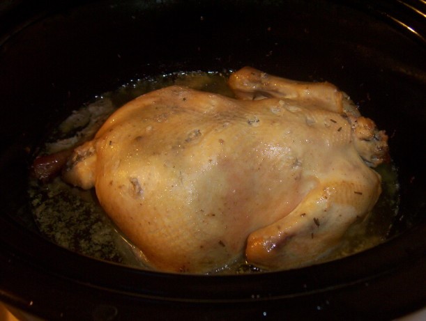 American Crock Pot Roasted Chicken With Rosemary and Garlic Dinner